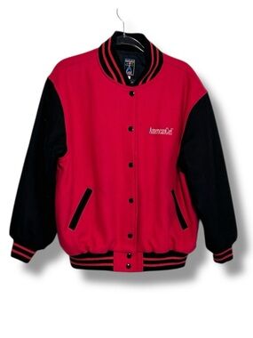 American Girl Gear Varsity Jacket Wool Red Black Letterman Size Large